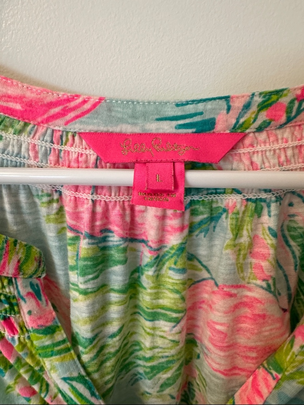 Lilly Pulitzer Pink & Blue Flamingo Print Sleeveless Tank - Picture 2 of 2